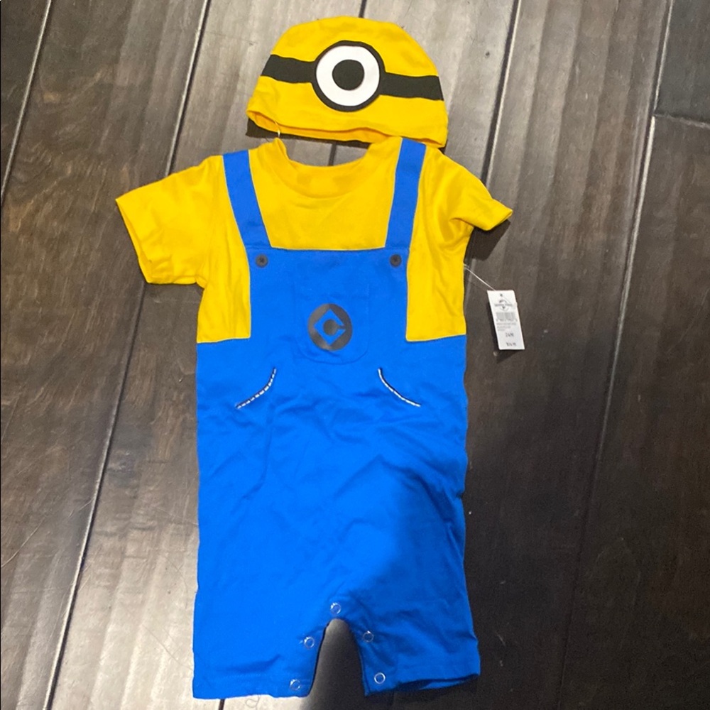 Yellow and Blue Minion Costume Romper. Size 24 months